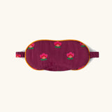 Little Green Radicals pink flowers organic cotton adult eye mask in purple. 