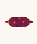 Little Green Radicals pink flowers organic cotton adult eye mask in purple. 