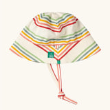 Little Green Radicals cream rainbow stripe reversible organic cotton children's sun hat. 
