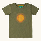 Little Green Radicals Summer rays sunshine short sleeve green popper organic-cotton t-shirt.