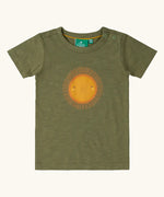 Little Green Radicals Summer rays sunshine short sleeve green popper organic-cotton t-shirt.