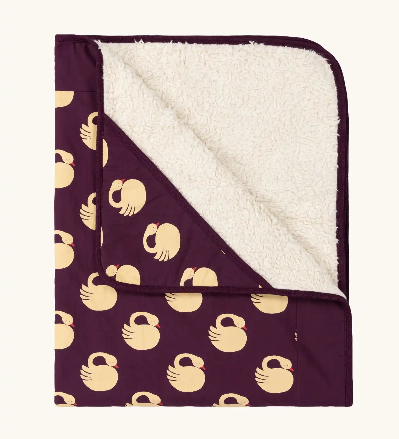 Little Green Radicals swans organic sherpa hooded baby blanket.