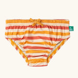 Little Green Radicals Sorbet Striped Reusable Swimming Nappy. Cream, Red and yellow stripes.