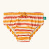 Little Green Radicals Sorbet Striped Reusable Swimming Nappy. Cream, Red and yellow stripes.