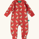 Little Green Radicals organic cotton babygrow in pink with an all over unicorns print. 