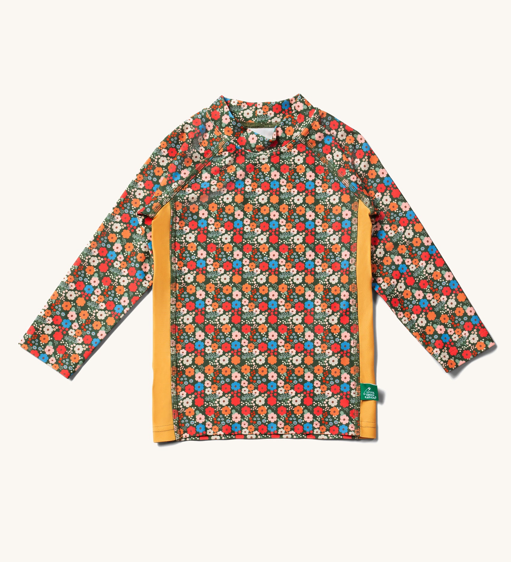 Little Green Radicals Vintage Flowers design UPF 50+ Sun safe Long Sleeve Child's Rash Vest