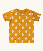 Little Green Radicals yellow gold summer pears short sleeve organic cotton t-shirt. 