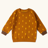Little Green Radicals kids yellow lightning print organic cotton sweatshirt.
