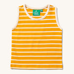 Little Green Radicals yellow gold and cream striped Organic Cotton sleeveless Vest. Sold in a 3 pack.