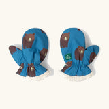 Little Green Radicals organic cotton sherpa-lined children's mittens with a  bears design. 