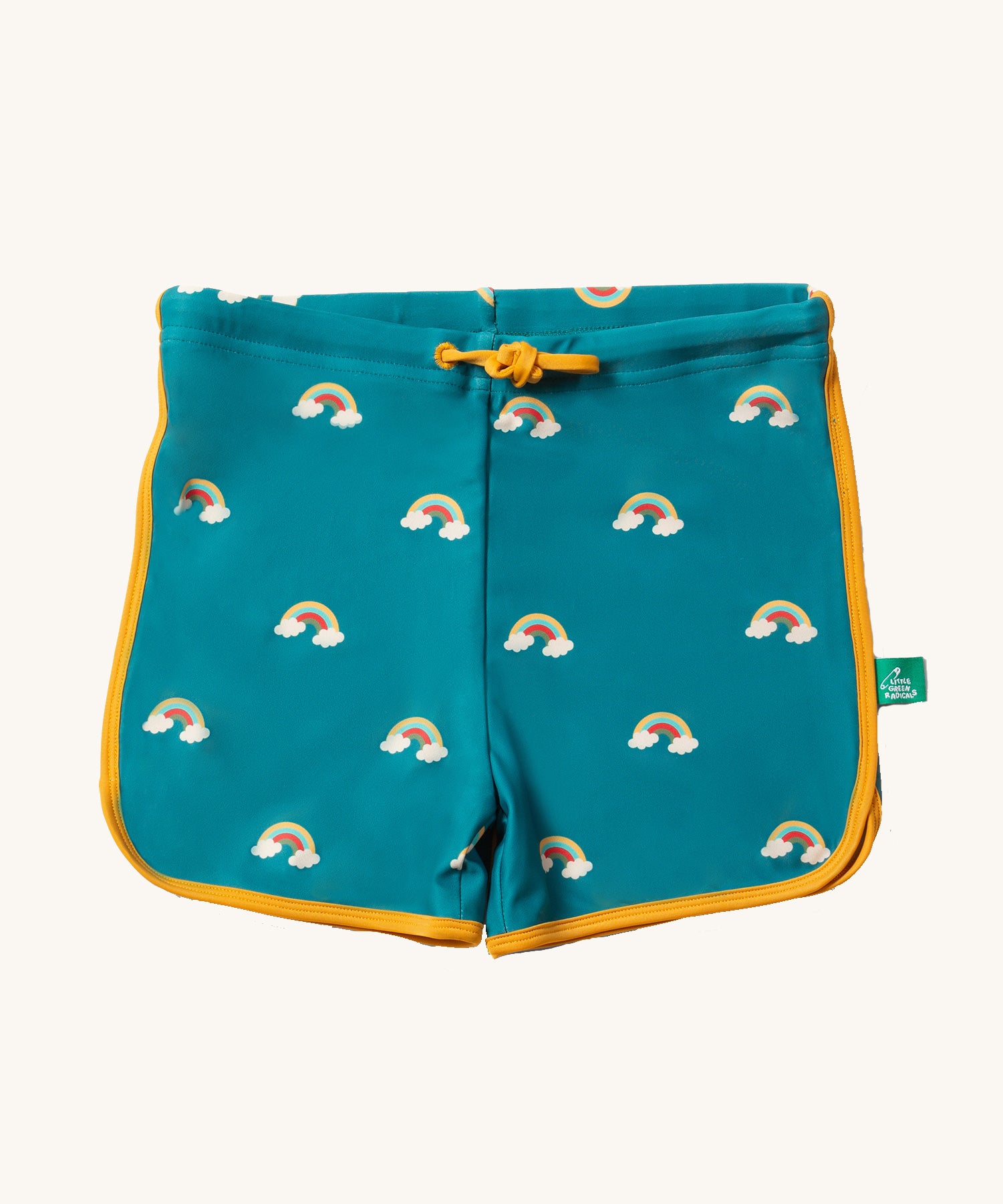 Little Green Radicals Teal Rainbows UPF 50+ Recycled Swim Shorts