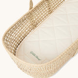 Little Green Sheep Moses Basket Mattress pictured in a moses basket