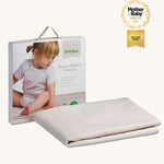 Little Green Sheep Organic Cot Bed Mattress Protector pictured on a plain background