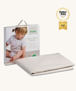 Little Green Sheep Organic Cot Bed Mattress Protector pictured on a plain background