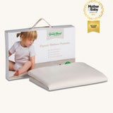 A Little Green Sheep Organic Crib Mattress Protector pictured in packaging on a plain background