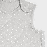 A close up of the shoulders on the dove rice print sleeping bag