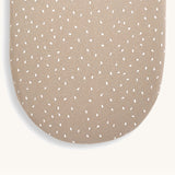 Little Green Sheep Organic Moses Basket Jersey Fitted Sheet in truffle rice print