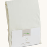 Little Green Sheep Organic Single Jersey Fitted Sheet in packaging pictured on a plain background