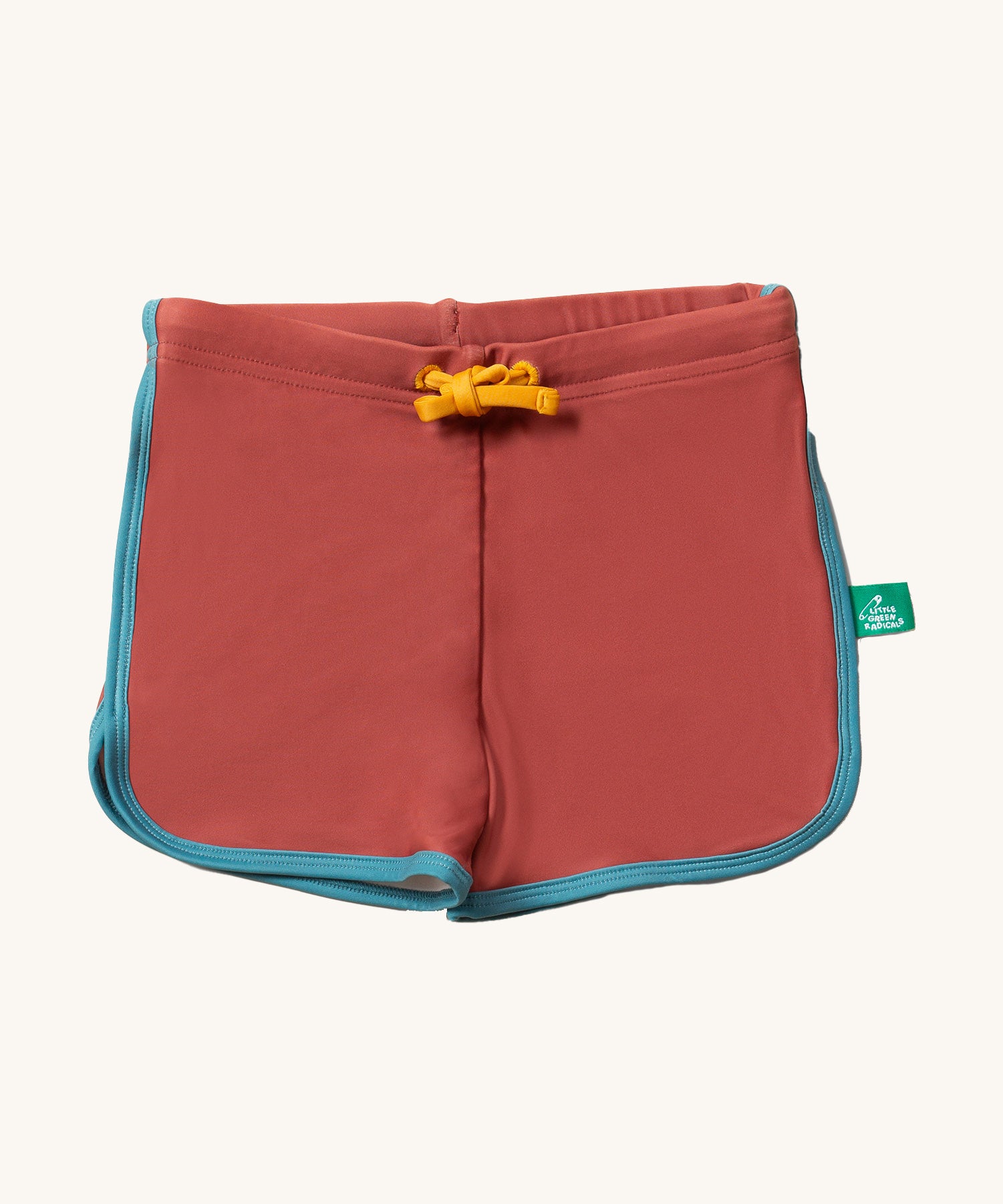 Little Green Radicals Walnut red colour Kids UPF 50+ Recycled Swim Shorts