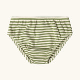 Green and white striped brief pants from the Little Green Radicals organic cotton underwear duck design 3 pack.