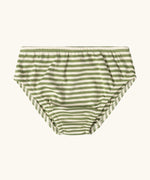 Green and white striped brief pants from the Little Green Radicals organic cotton underwear duck design 3 pack.