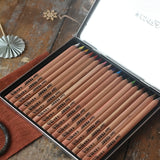 Lyra 18 standard colour triangular Super Ferby pencil set in their metal storage tin.