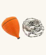 Mader Kreiselmanufaktur Coloured Profi Throw Wooden Spinning Top in orange. Colour is chosen at random.
