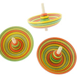 3 Mader plastic free sombrero spinning toys in the summer colour on a white background