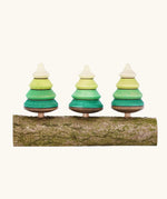 Mader Kreiselmanufaktur 3 Tree Spinning Tops On Branch wooden toy. 