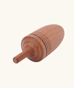 Back of the Mader Kreiselmanufaktur Natural wooden Thunderbolt Spinning Top.