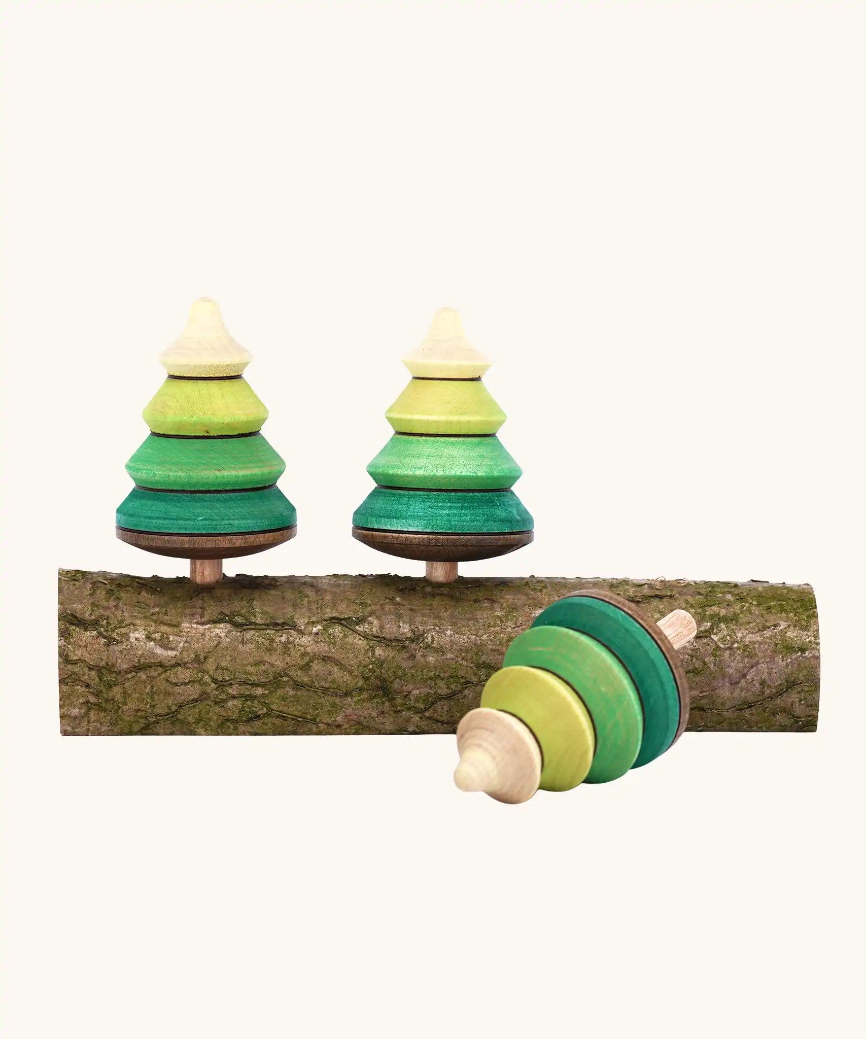 Mader Kreiselmanufaktur 3 Tree Spinning Tops On Branch.
