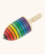Mader handcrafted rainbow mini thunderbolt spinning top with a magnet underside