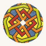 The 'Wattle' design cardboard panel to go on the Mader wooden spinning top.