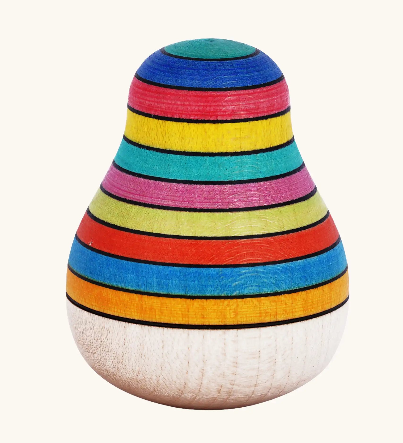 Mader Striped Roly-Poly Pear handmade wooden toy.
