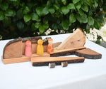 Plane created using the Magic Wood Eco Blocks Big Box 70 piece set with Grapat wild crew Nins placed on ot.
