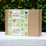 Magic Wood Eco Blocks Big Box 70 piece set shown in it's box. Lots of build ideas shown on the packaging. 