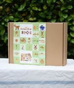Magic Wood Eco Blocks Big Box 70 piece set shown in it's box. Lots of build ideas shown on the packaging. 