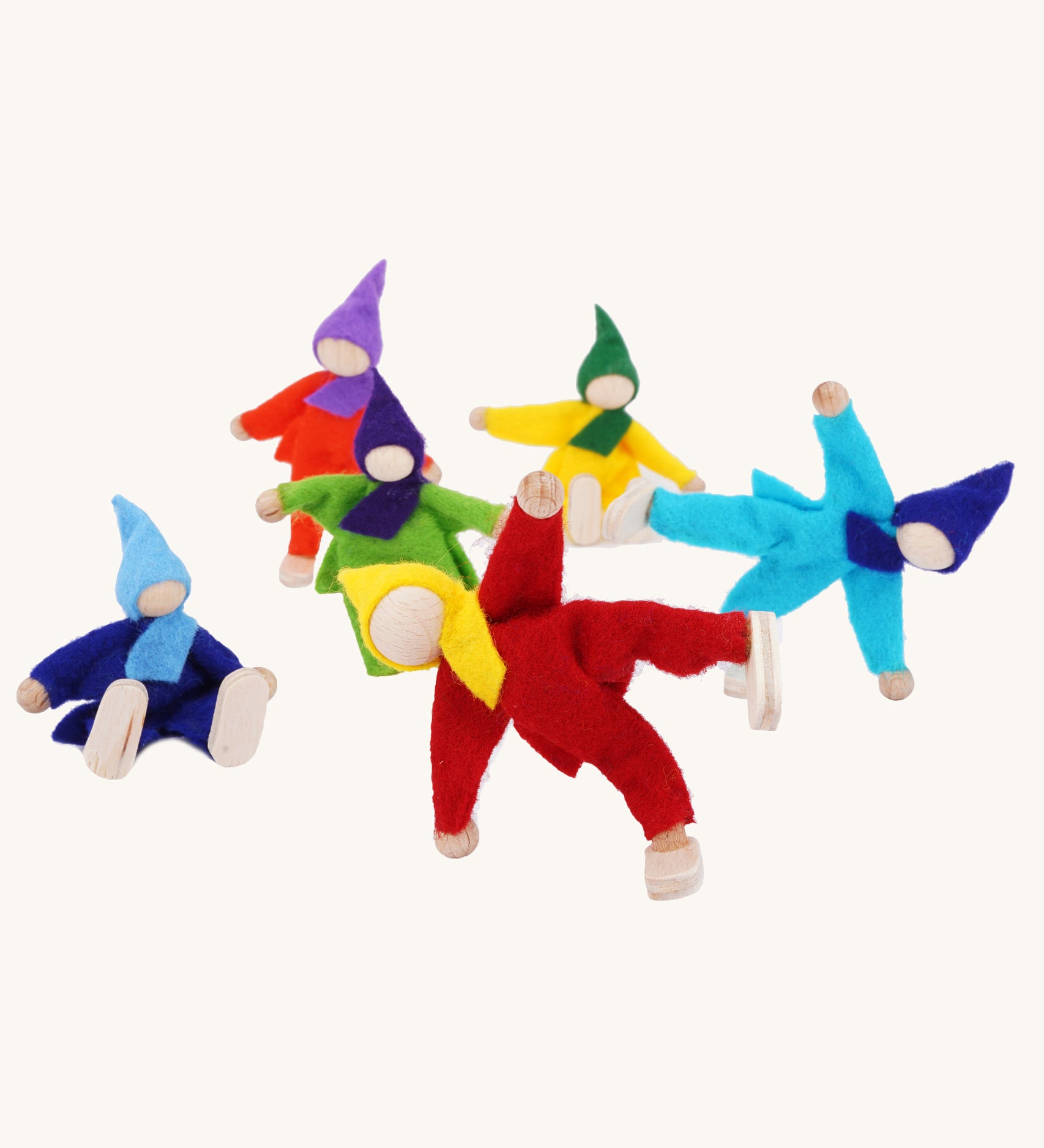 Magic Wood set of Six pose-able Felt Elves.