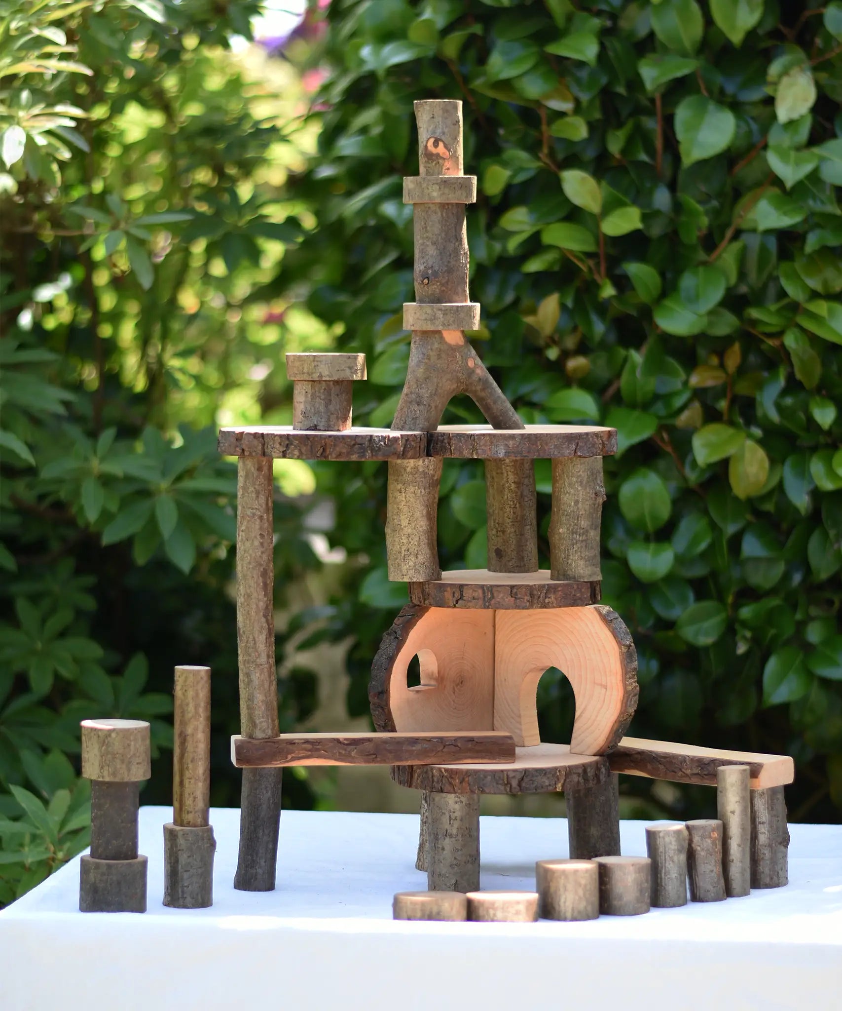 Building created using the pieces from Magic Wood oiled ecoBlocks 36 piece set.