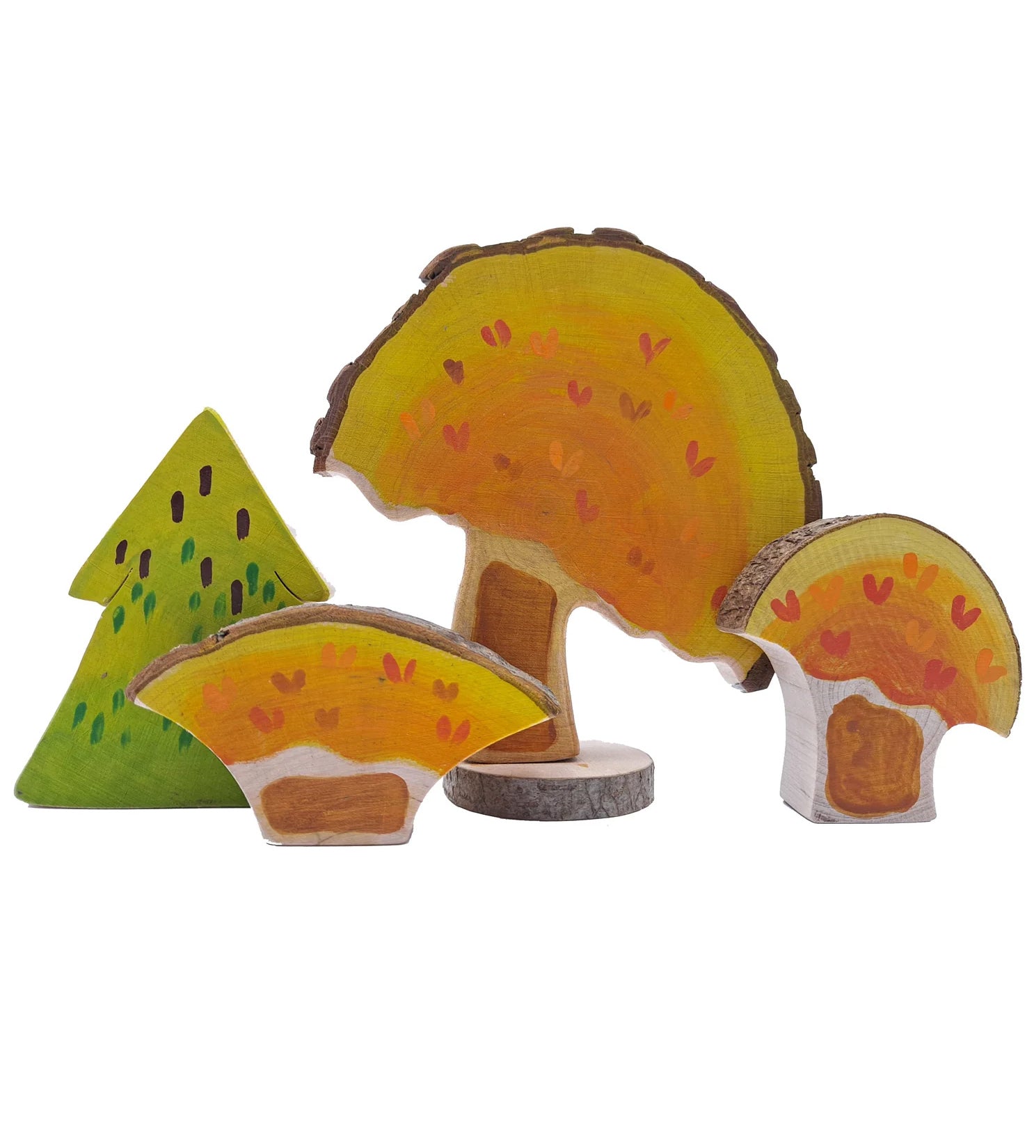 Magic Wood Spring & Autumn Wooden Tree Set showing the Autumn side pictured on a plain white background.
