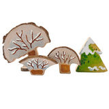 Magic Wood Summer & Winter Wooden Tree Set showing winter set pictured on a plain background. 