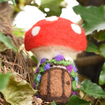 The Makerss Small Toadstool House Needle Felt Kit showing the final product created using the kit. 