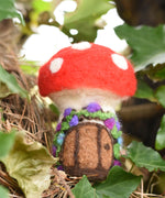 The Makerss Small Toadstool House Needle Felt Kit showing the final product created using the kit. 