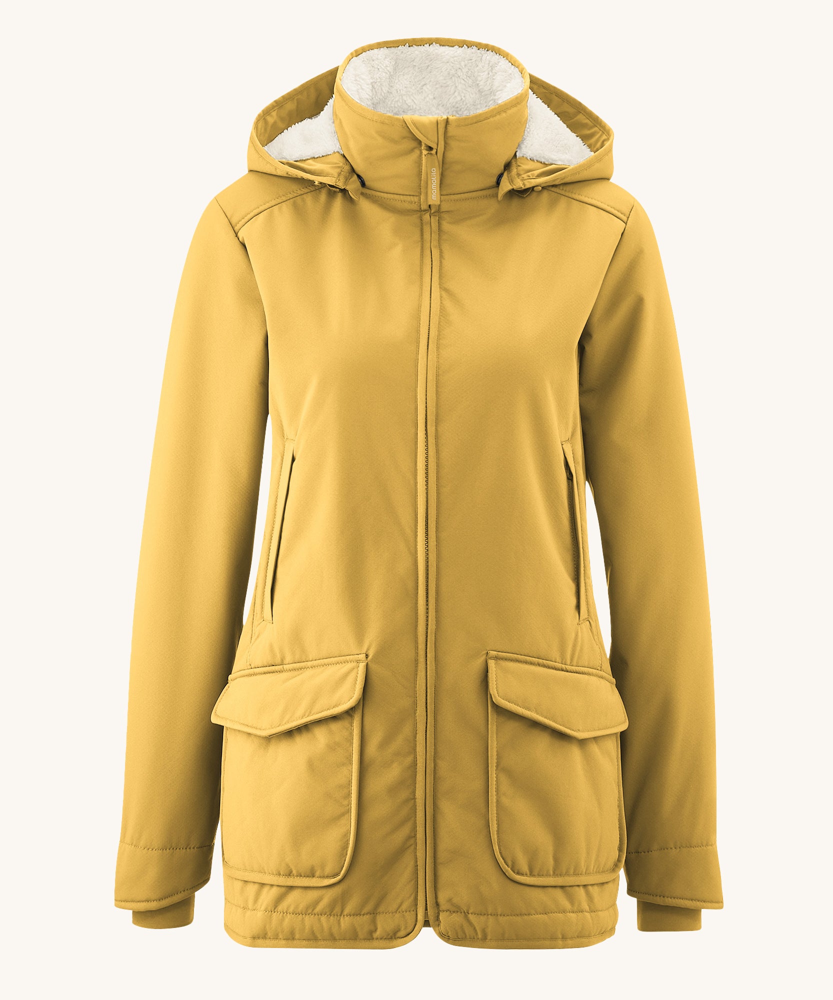 A Mamalila Allweather Cosy Allrounder Babywearing Jacketshown without the babywearing or pregnancy inserts.