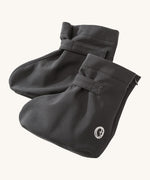Mamalila softshell booties in black  available at Babipur. A black water resistant baby shoe with a velcro tab for a easy fit
