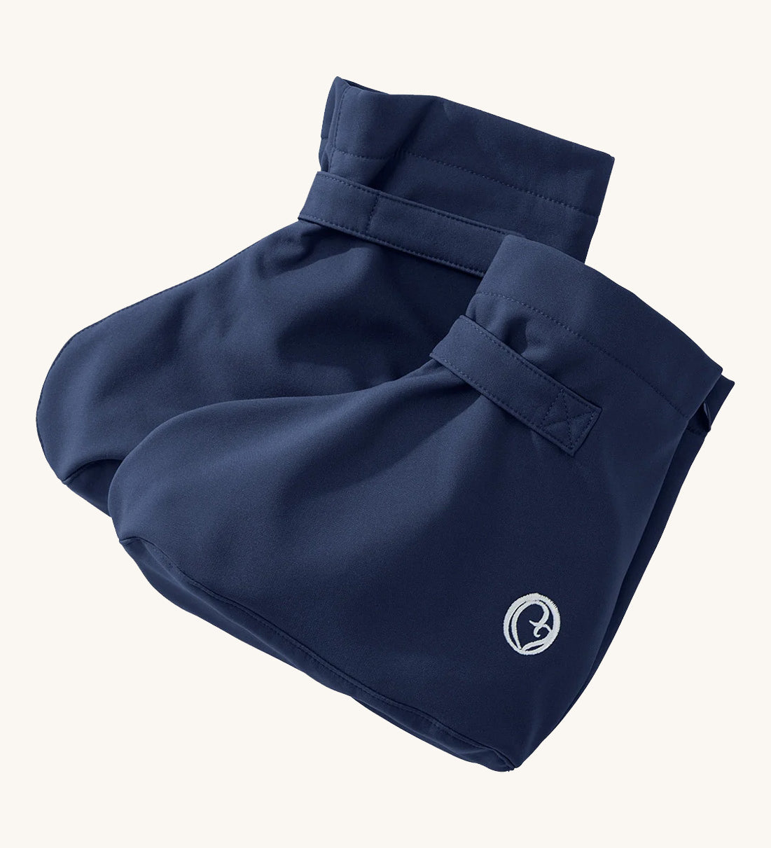 Mamalila softshell booties in navy/ice blue available at Babipur. A dark blue water resistant baby shoe with a velcro tab for a easy fit