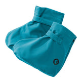 Mamalila Softshell Booties in Petrol blue, waterproof baby booties for babywearing. White background