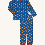 Maxomorra Reindeer Adult organic cotton Long Sleeve Pyjama Set on a plain background. 