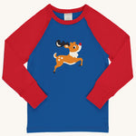 Maxomorra Reindeer Raglan Long Sleeve Top on a plain background.