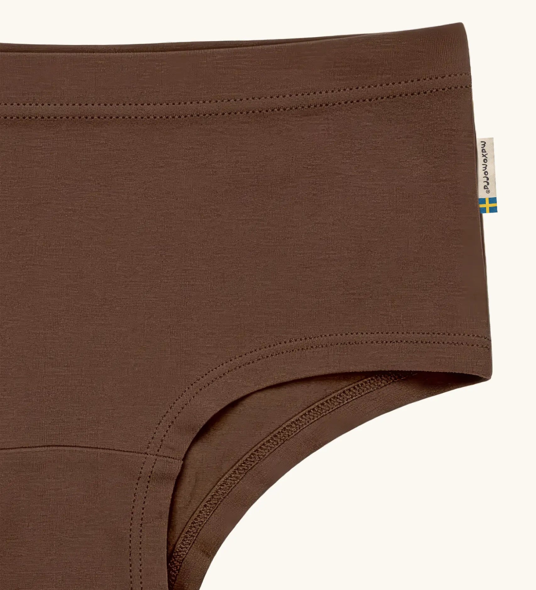 Maxomorra women's briefs underwear in brown, made from GOTS organic cotton.